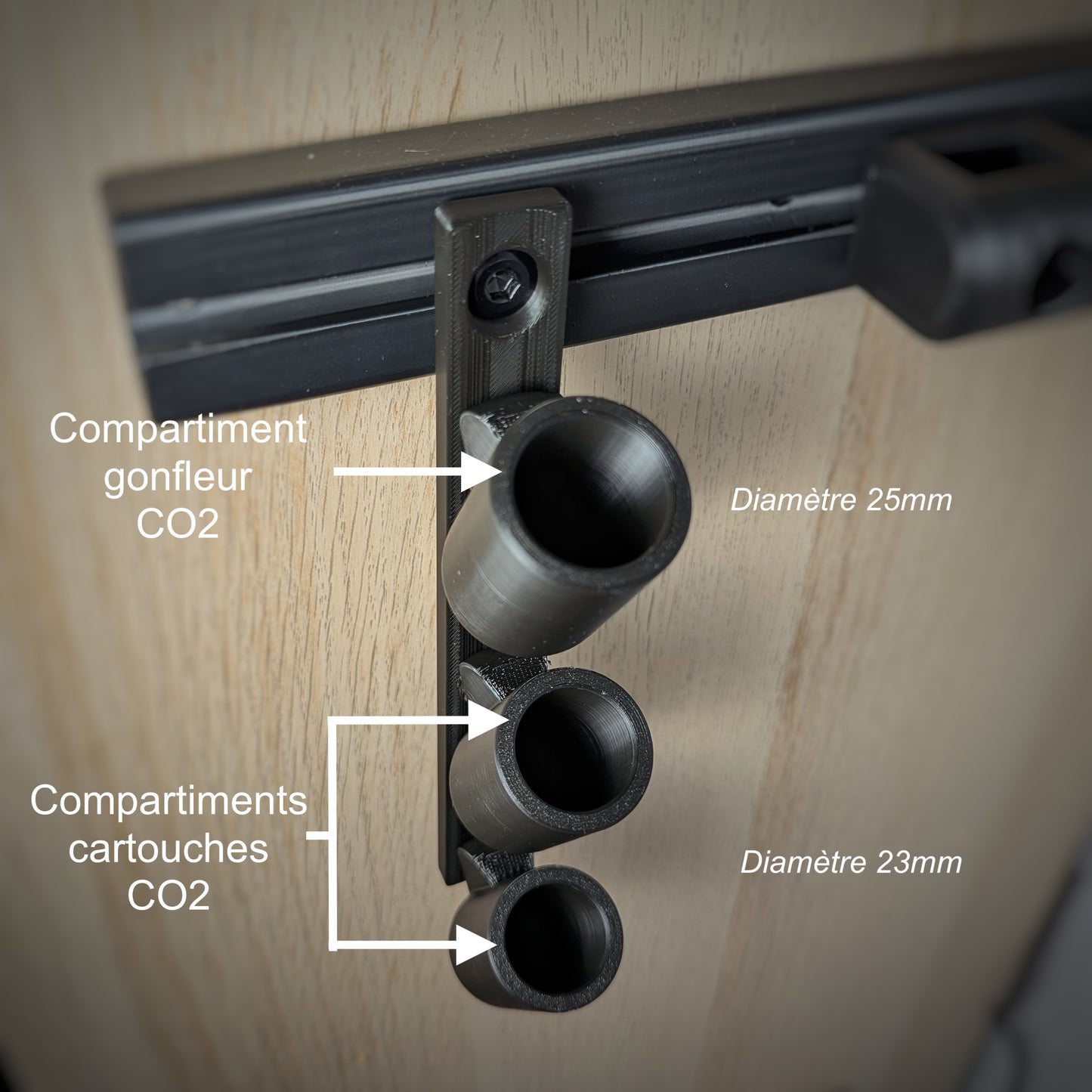 Support de rangement gonfleur vélo et cartouches CO2