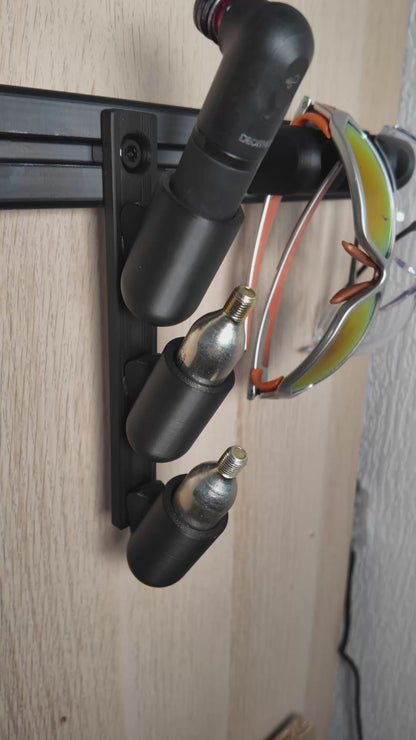 Support de rangement gonfleur vélo et cartouches CO2