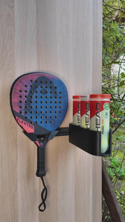 Starter Kit rangement padel | Barre modulaire+ Support raquette + Tripack balles