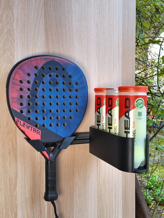 Starter Kit rangement padel | Barre modulaire+ Support raquette + Tripack balles